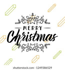Merry Christmas. Typography. Vector logo, text design. Greeting card.