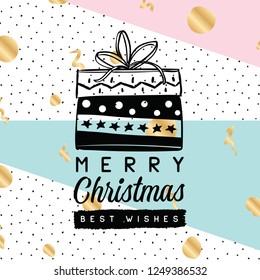 Merry Christmas. Typography. Vector logo, text design. Greeting card.
