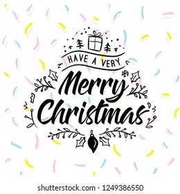 Merry Christmas. Typography. Vector logo, text design. Greeting card.
