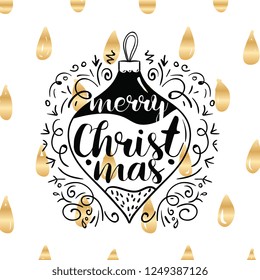 Merry Christmas. Typography. Vector logo, text design. Greeting card.