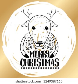 Merry Christmas. Typography. Vector logo, text design. Greeting card.