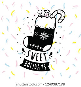 Merry Christmas. Typography. Vector logo, text design. Greeting card.