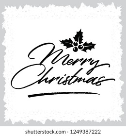 Merry Christmas. Typography. Vector logo, text design. Greeting card.