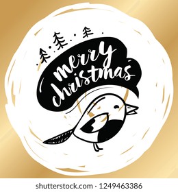 Merry Christmas. Typography. Vector logo, text design. Greeting card.