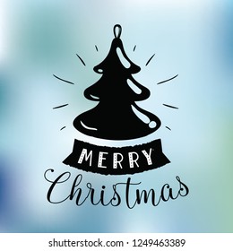 Merry Christmas. Typography. Vector logo, text design. Greeting card.