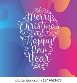 Merry Christmas. Typography. Vector logo, text design. Greeting card.