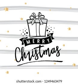 Merry Christmas. Typography. Vector logo, text design. Greeting card.
