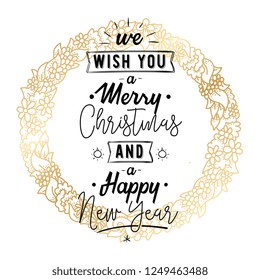 Merry Christmas. Typography. Vector logo, text design. Greeting card.