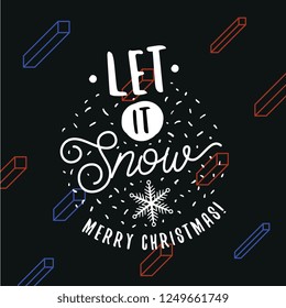 Merry Christmas. Typography. Vector logo, text design. Greeting card.