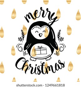 Merry Christmas. Typography. Vector logo, text design. Greeting card.
