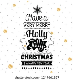 Merry Christmas. Typography. Vector logo, text design. Greeting card.