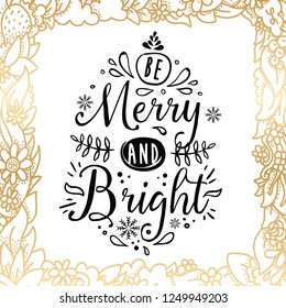 Merry Christmas. Typography. Vector logo, text design. Greeting card.