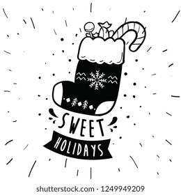 Merry Christmas. Typography. Vector logo, text design. Greeting card.