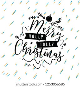 Merry Christmas. Typography. Vector logo, text design. Greeting card.