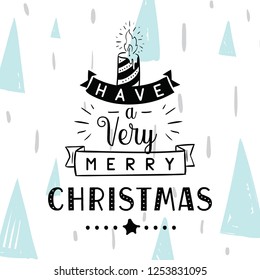 Merry Christmas. Typography. Vector logo, text design. Greeting card.