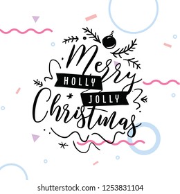 Merry Christmas. Typography. Vector logo, text design. Greeting card.
