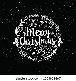 Merry Christmas. Typography. Vector logo, text design. Greeting card.