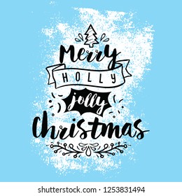 Merry Christmas. Typography. Vector logo, text design. Greeting card.