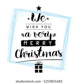 Merry Christmas. Typography. Vector logo, text design. Greeting card.