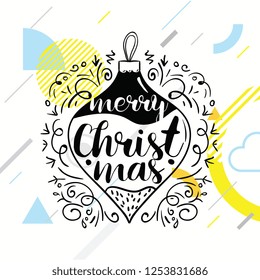 Merry Christmas. Typography. Vector logo, text design. Greeting card.