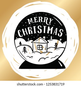 Merry Christmas. Typography. Vector logo, text design. Greeting card.