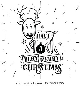 Merry Christmas. Typography. Vector logo, text design. Greeting card.