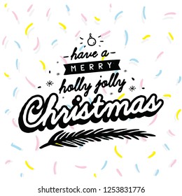 Merry Christmas. Typography. Vector logo, text design. Greeting card.