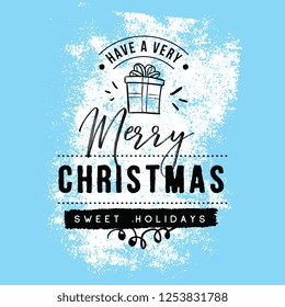 Merry Christmas. Typography. Vector logo, text design. Greeting card.
