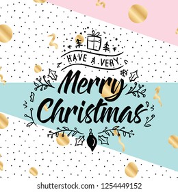 Merry Christmas. Typography. Vector logo, text design. Greeting card.
