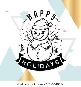 Merry Christmas. Typography. Vector logo, text design. Greeting card.