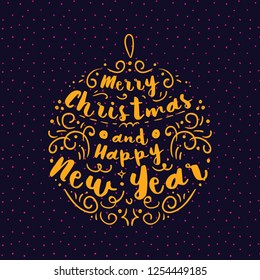 Merry Christmas. Typography. Vector logo, text design. Greeting card.