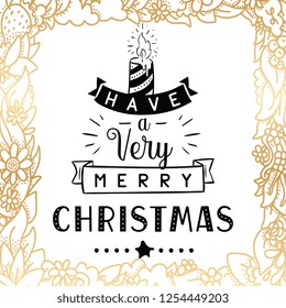 Merry Christmas. Typography. Vector logo, text design. Greeting card.