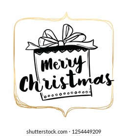 Merry Christmas. Typography. Vector logo, text design. Greeting card.