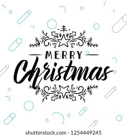 Merry Christmas. Typography. Vector logo, text design. Greeting card.