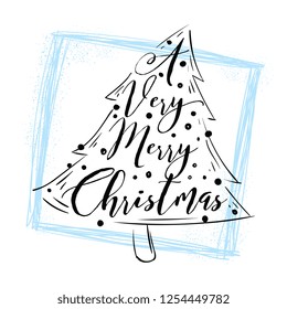 Merry Christmas. Typography. Vector logo, text design. Greeting card.