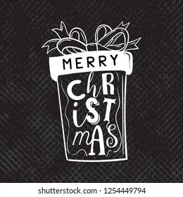 Merry Christmas. Typography. Vector logo, text design. Greeting card.