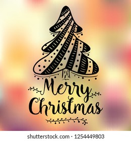 Merry Christmas. Typography. Vector logo, text design. Greeting card.