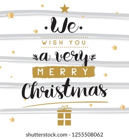 Merry Christmas. Typography. Vector logo, text design. Greeting card.