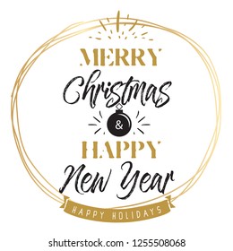 Merry Christmas. Typography. Vector logo, text design. Greeting card.