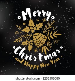 Merry Christmas. Typography. Vector logo, text design. Greeting card.