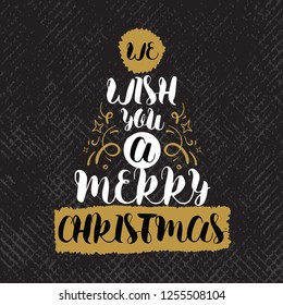 Merry Christmas. Typography. Vector logo, text design. Greeting card.