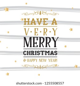 Merry Christmas. Typography. Vector logo, text design. Greeting card.