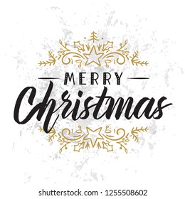 Merry Christmas. Typography. Vector logo, text design. Greeting card.