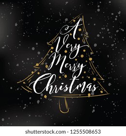 Merry Christmas. Typography. Vector logo, text design. Greeting card.