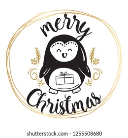 Merry Christmas. Typography. Vector logo, text design. Greeting card.