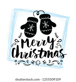 Merry Christmas. Typography. Vector logo, text design. Greeting card.