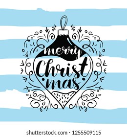 Merry Christmas. Typography. Vector logo, text design. Greeting card.