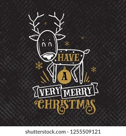 Merry Christmas. Typography. Vector logo, text design. Greeting card.