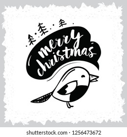 Merry Christmas. Typography. Vector logo, text design. Greeting card.