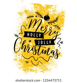 Merry Christmas. Typography. Vector logo, text design. Greeting card.